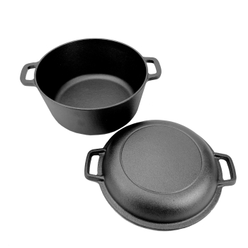 2 in 1 Topf und Pfanne/Topfdeckel mit 2 Griffen aus Gusseisen  Ø 20 cm