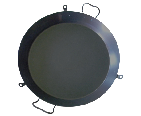 Helmensdorfer Eisenpfanne Schwenkgrillpfanne 40 cm gebläut 2 Griffe mit 3 Ösen Sonderanfertigung für Dreibein